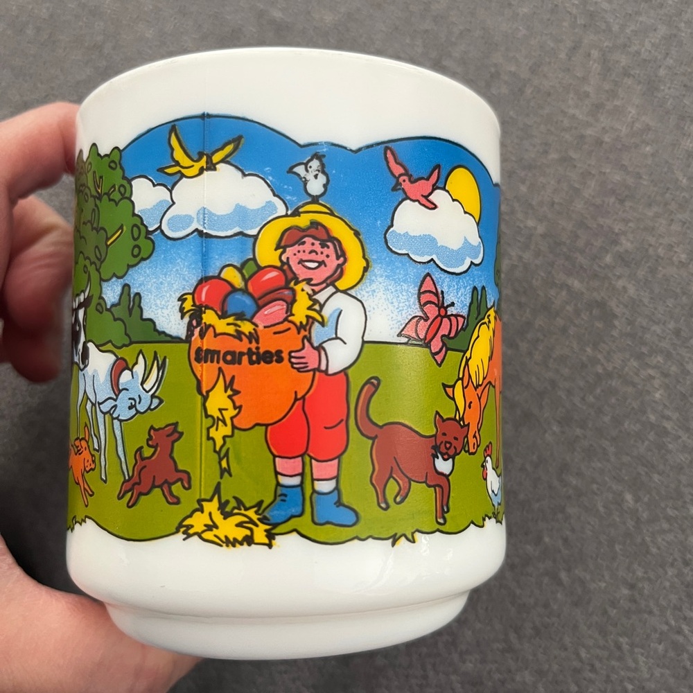 vintage Arcopal France milk glass mug Smarties collection